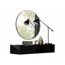 Mobilier1 - Coiffeuse Providence 188, Noir + Noir brillant, Miroir, 0x100x38cm