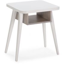 Table de chevet 50x50x60 Bois Blanc Patine Grise