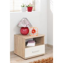Table De Nuit - Dino - 45 Cm X 38 Cm X 40 Cm - Chêne - Livraison Gratuite