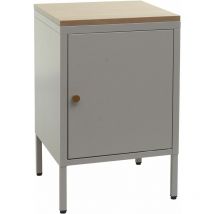 Table de nuit HHG 923, armoire de chevet commode, métal 63x40x40cm, mélaminé, gris
