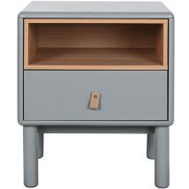 Table de nuit, table de chevet en bois coloris vert et pu coloris gris - longueur 48 x profondeur 40 x Hauteur 55 cm