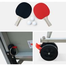 Sweeek - Table de ping pong outdoor bleue - table pliable avec 2 raquettes et 3 balles. pour utilisation extérieure. sport tennis de table