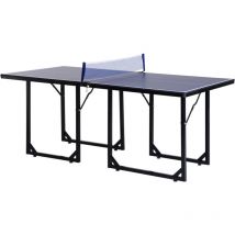Table de ping-pong tennis de table pliable compacte pieds de nivellement antidérapants acier noir mdf bleu
