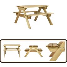 Table de pique-nique et bancs 110x123x73cm Bois de pin imprégné - Table De Pique-nique - Table En Bois - Mobilier De Jardin - Ensemble Table Banc