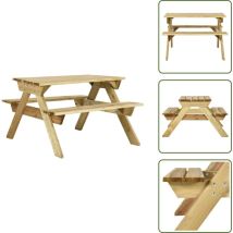 Table de pique-nique et bancs 110x123x73cm Bois de pin imprégné - Table De Pique-nique - Table En Bois - Mobilier De Jardin - Ensemble Table Banc