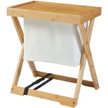 [en.casa] - Table de pique-nique Hattfjelldal bambou polyester 53 x 48 x 32 cm naturel crème noir