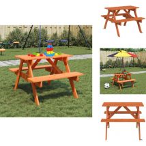 Table de pique-nique pour 4 enfants avec trou de parasol sapin - Table De Pique-nique - Tables De Pique-nique - Banc De Pique-nique - Table De