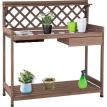 Table de plantation en bois - Résistante aux intempéries et étroite - En bois avec plan de travail pour vos semis et fleurs - Dans le jardin et sur