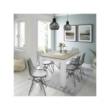 TMM - Table de repas à allonge Blanc/Chêne - artica - l 140/190 x l 90 x h 78 cm