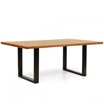 Meubletmoi - Table de repas en chêne massif et piètement métal 180 x 90 cm - fany