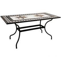 Table de repas en mosaique coloris noir - l. 160 x l. 90 x h. 75 cm Pegane