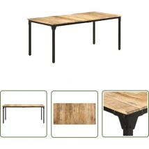 The Living Store Table à manger 180x90x76 cm Bois de manguier brut - Table À Manger - Table En Bois - Table Salle À Manger - Mobilier De Salle À
