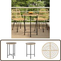 Table de salle à manger Ø55 cm Verre trempé et acier - Table De Jardin - Table Bistro - Table Repas Extérieur - Table Ronde - Table En Métal