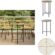 Table de salle à manger Ø55 cm Verre trempé et acier - Table De Jardin - Table Bistro - Table Repas Extérieur - Table Ronde - Table En Métal