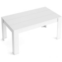 Skraut Home - Table de Salle à manger de 140cm extensible 200cm, Couleur Blanc mat, 90.4x140.4/200.4x76.1cm