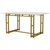 Table de salle à manger rectangulaire (1-St) en Table de cuisine moderne avec pieds en métal pour salle à manger salon,Pieds de table dorés