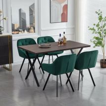 Clipop - Table de salle à manger rectangulaire effet béton, 4-6 personnes,avec pieds en métal en forme de X,140cm,Marron