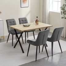 Clipop - Table de salle à manger rectangulaire effet béton, 4-6 personnes,avec pieds en métal en forme de X,120cm,Bois