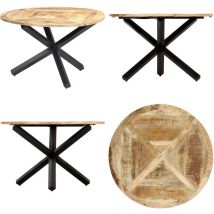 Table à manger Rond 120x76 cm Bois de manguier massif - Table à Manger Ronde - Table à Manger Bois - Table à Manger Manguier - Meubles Salle à Manger