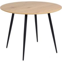 Beliani - Table de Salle à Manger Ronde 100 cm en mdf Bois Clair et Acier Noir Simple Bjorka