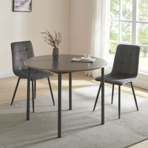 [en.casa] - Table de salle à manger ronde Lindesberg mdf acier 100 x 75 cm gris effet chêne noir