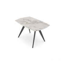 Sedit - Table de salle à manger Table Elica Extensible plateau verre blanc marbré