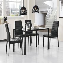 [en.casa] - Table de Salle à Manger Enschede verre acier 105 x 60 x 75 cm Noir