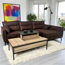 Pier Import - Table de salon relevable chêne blanc décor graphique essen