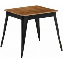 Helloshop26 - Table de salon salle à manger design bois d'acacia et acier 75 cm