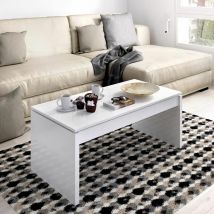 Mobimarket - Table basse latérale relevable blanc brillant Blanc brillant 102 x 43 x 50 cm - Blanc brillant