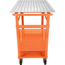 Mophorn - Table de soudage 36' x 24', établi en acier de 600 lb sur roulettes, portable avec rangement à double couche, trous de fixation de 5/8', 11