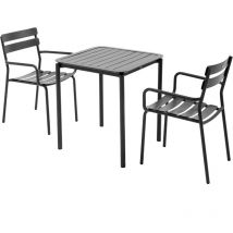 Oviala - Ensemble table de terrasse 70cm et 2 fauteuils noir