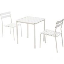 Oviala - Ensemble table de terrasse 70cm et 2 chaises blanc