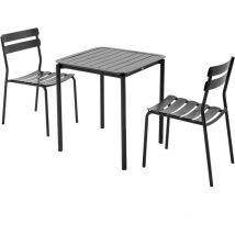 Ensemble table de terrasse 70cm et 2 chaises noir