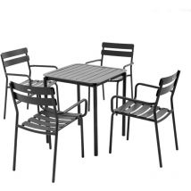 Ensemble table de terrasse 70cm et 4 fauteuils noir