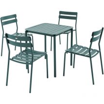 Ensemble table de terrasse 70cm et 4 chaises vert foncé