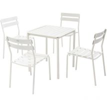 Ensemble table de terrasse 70cm et 4 chaises blanc