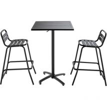 Oviala - Table de jardin mange-debout et 2 chaises en aluminium gris