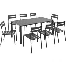 Ensemble table de jardin et 8 chaises noir