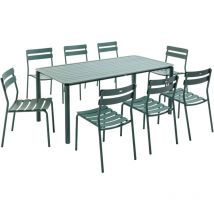 Ensemble table de jardin et 8 chaises vert foncé