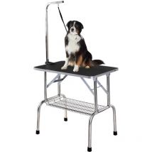 Table de Toilettage pour Chien 120x60x170 cm - Toilettage du Chien Pliante et avec Bras Réglables - Table de Soin Antidérapante - Facile à Monter