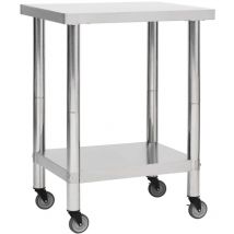 Helloshop26 - Table de travail de cuisine avec roues 80 x 30 x 85 cm acier inoxydable