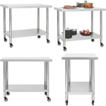 Table de travail de cuisine avec roues 80x60x85 cm Inox - table de travail - tables de travail - Home & Living