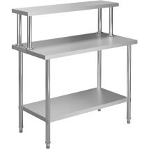 Table de travail de cuisine avec étagère 120 x 60 x 120 cm acier inoxydable