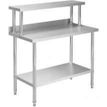 Table de travail de cuisine avec étagère 120 x 60 x 120 cm acier inoxydable