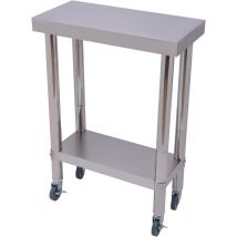Table de travail en acier inoxydable avec roulettes, table de travail, table de restauration, table de cuisine, table de préparation, table de