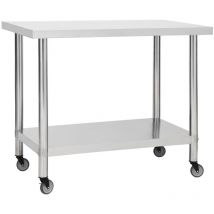 Bonnevie - Table de travail Etabli de Travail de cuisine - avec roues 100x30x85 cm Inox BV178496