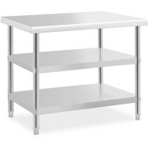 Royal Catering - Table De Travail Inox Plan Cuisine 100 x 70 x 5 cm 2 Tablettes Pieds Réglables