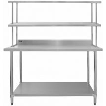 Monster Shop - Lot Table de travail Support Plan Cuisine 1500mm & Êtagère d'Appoint 1500cm 2 Niveau Préparation Culinaire Rangement