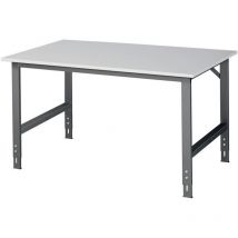 Tabli Tom l1500xP1000xH760-1080 mm plateau de travail en mélamine châssis gris anthracite, RAL7016